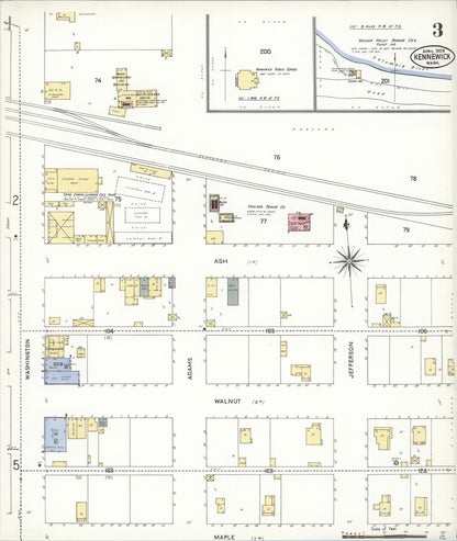 Sanborn Fire Insurance Map from Kennewick, Benton County, Washington (1909), Sheet #0007 - Complete Map Set gallery image, historic Sanborn map, vintage wall art, Washington Washington