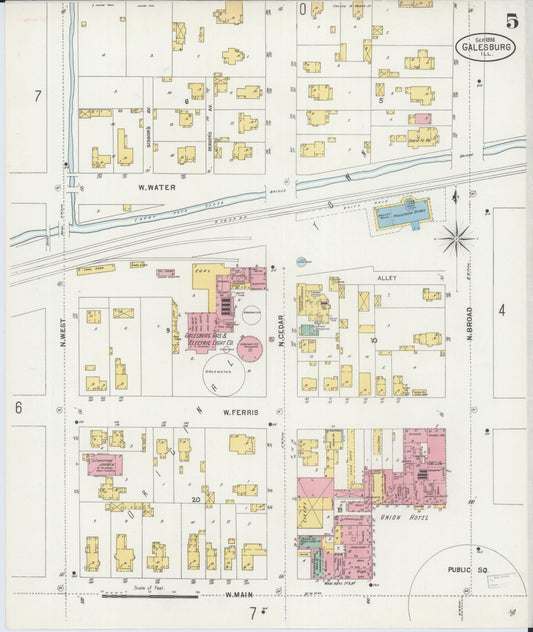 Sanborn Fire Insurance Map from Galesburg, Knox County, Illinois (1898), Sheet #0005 - Historic Sanborn Fire Insurance Map Print, vintage old map wall art, antique decor, genealogy gift, Illinois Illinois map