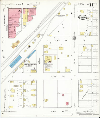 Sanborn Fire Insurance Map from Larned, Pawnee County, Kansas (1920), Sheet #0011 - Complete Map Set gallery image, historic Sanborn map, vintage wall art, Kansas Kansas