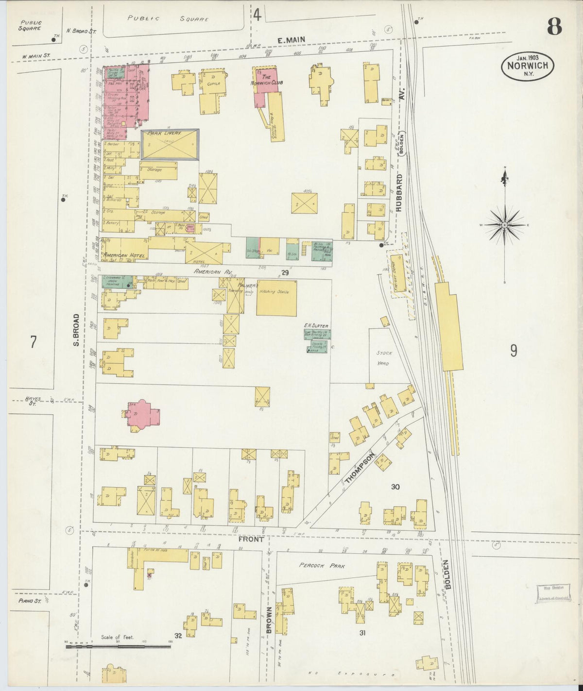 Sanborn Fire Insurance Map from Norwich, Chenango County, New York (1903), Sheet #0008 - Complete Map Set gallery image, historic Sanborn map, vintage wall art, New York New York
