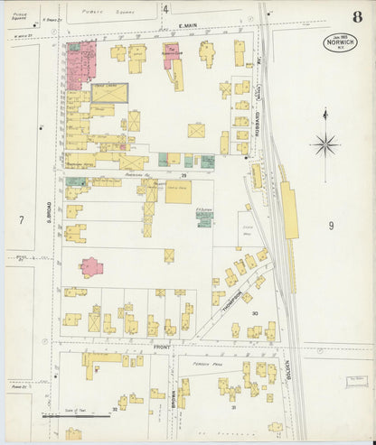 Sanborn Fire Insurance Map from Norwich, Chenango County, New York (1903), Sheet #0008 - Complete Map Set gallery image, historic Sanborn map, vintage wall art, New York New York