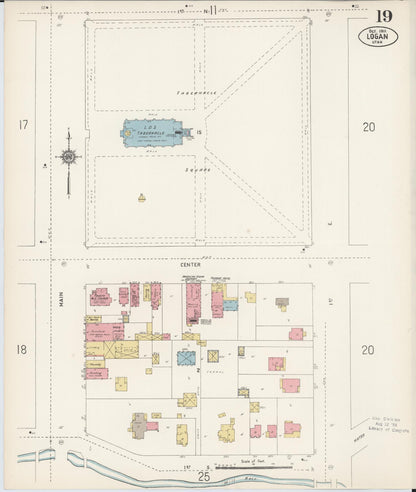 Sanborn Fire Insurance Map from Logan, Cache County, Utah (1911), Sheet #0019 - Complete Map Set gallery image, historic Sanborn map, vintage wall art, Utah Utah