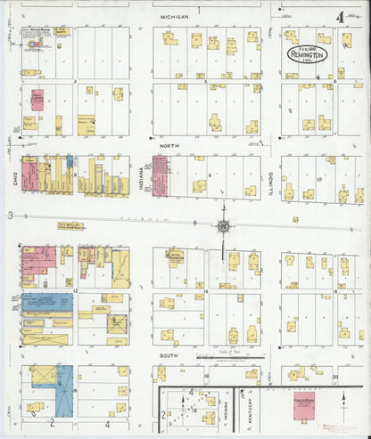Sanborn Fire Insurance Map from Remington, Jasper County, Indiana (1919), Sheet #0004 - Complete Map Set gallery image, historic Sanborn map, vintage wall art, Indiana Indiana