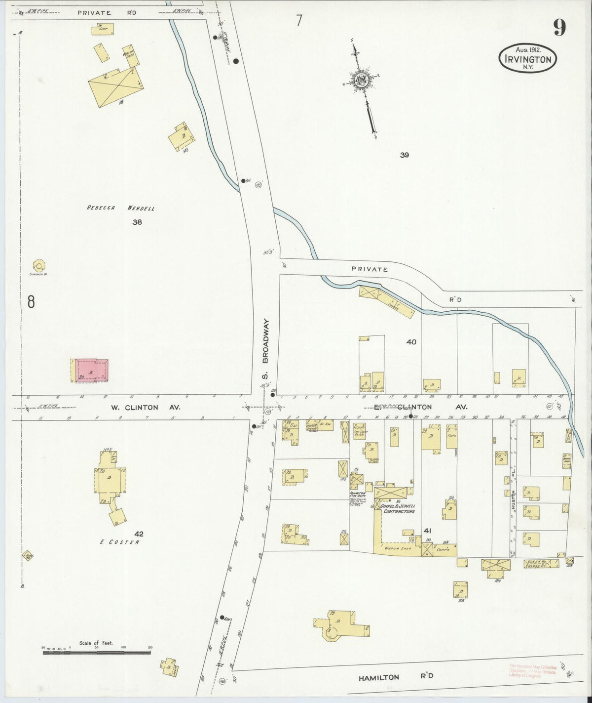 Sanborn Fire Insurance Map from Irvington, Westchester County, New York (1912), Sheet #0009 - Complete Map Set gallery image, historic Sanborn map, vintage wall art, New York New York