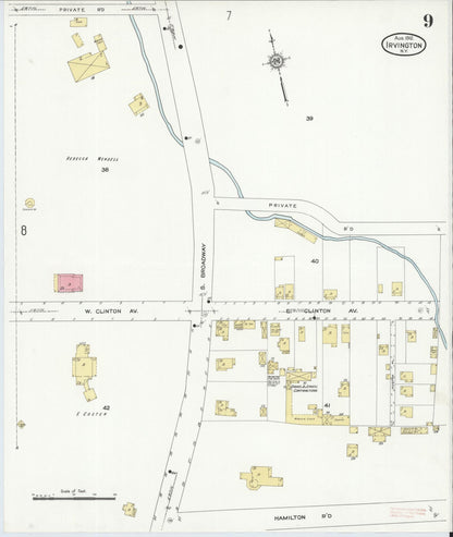 Sanborn Fire Insurance Map from Irvington, Westchester County, New York (1912), Sheet #0009 - Complete Map Set gallery image, historic Sanborn map, vintage wall art, New York New York