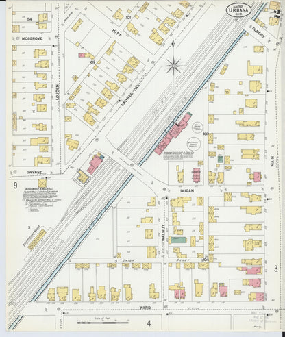 Sanborn Fire Insurance Map from Urbana, Champaign County, Ohio (1901), Sheet #0002 - Historic Sanborn Fire Insurance Map Print, vintage old map wall art, antique decor, genealogy gift, Ohio Ohio map