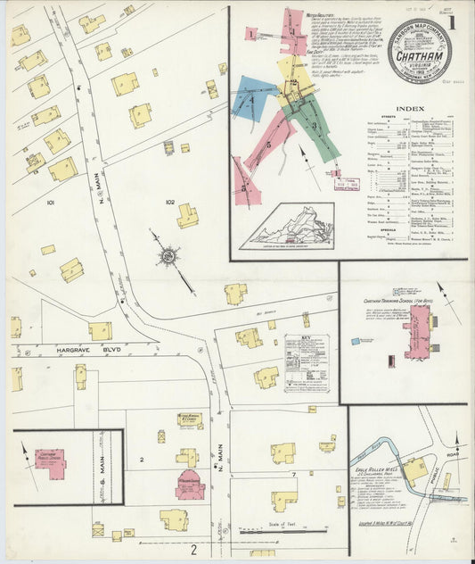 Sanborn Fire Insurance Map from Chatham, Pittsylvania County, Virginia. (1913) – Historic Sanborn Fire Insurance Map Print