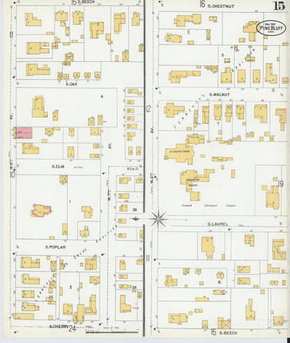 Sanborn Fire Insurance Map from Pine Bluff, Jefferson County, Arkansas (1901), Sheet #0015 - Complete Map Set gallery image, historic Sanborn map, vintage wall art, Arkansas Arkansas