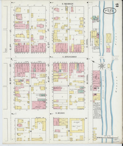 Sanborn Fire Insurance Map from Peru, Miami County, Indiana (1893), Sheet #0002 - Historic Sanborn Fire Insurance Map Print, vintage old map wall art, antique decor, genealogy gift, Indiana Indiana map