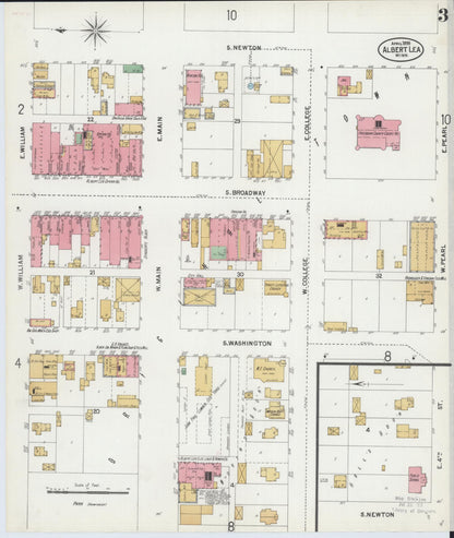 Sanborn Fire Insurance Map from Albert Lea, Freeborn County, Minnesota (1899), Sheet #0003 - Historic Sanborn Fire Insurance Map Print, vintage old map wall art, antique decor, genealogy gift, Minnesota Minnesota map