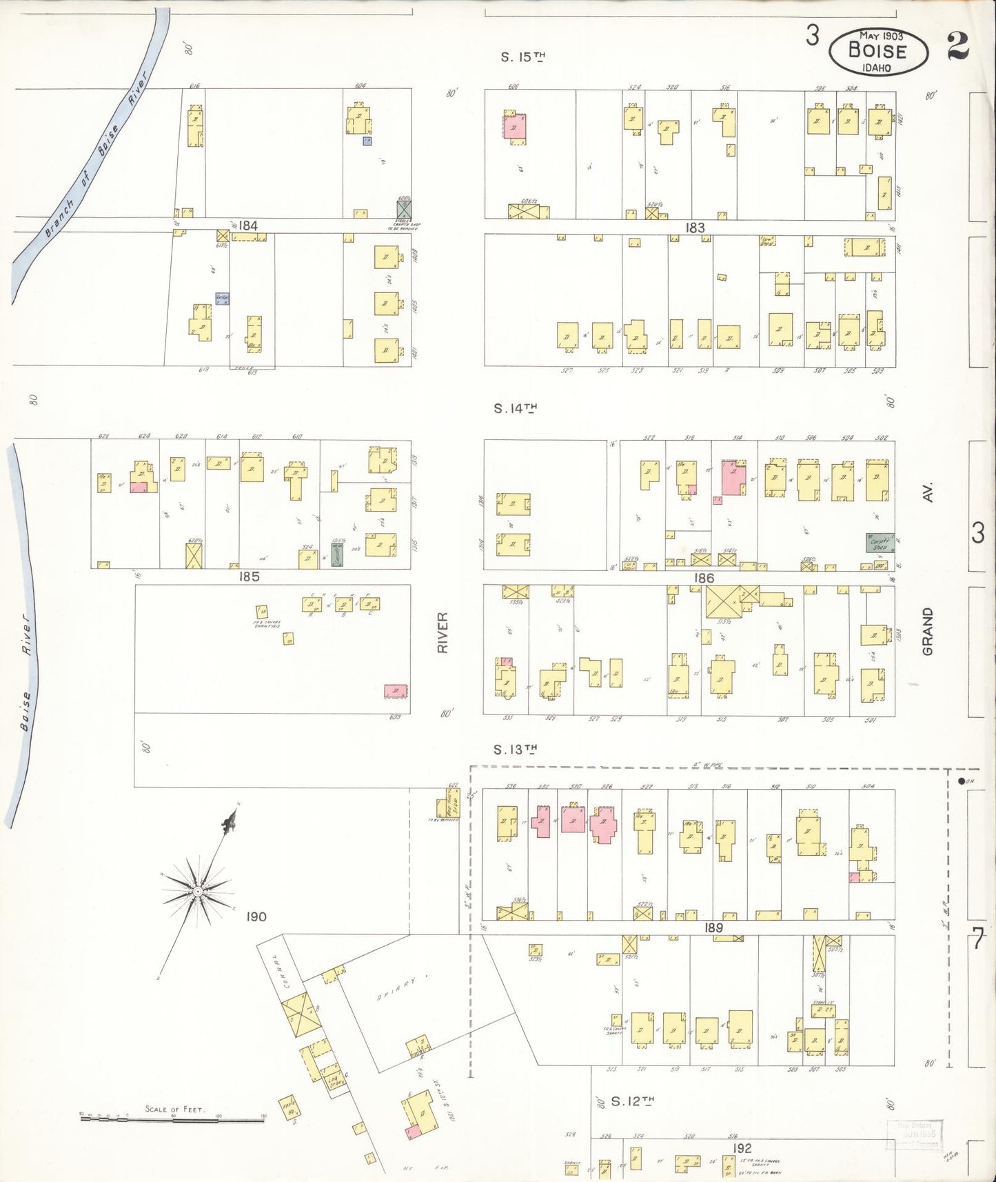 Sanborn Fire Insurance Map from Boise, Ada County, Idaho (1903), Sheet #0002 - Complete Map Set gallery image, historic Sanborn map, vintage wall art, Idaho Idaho