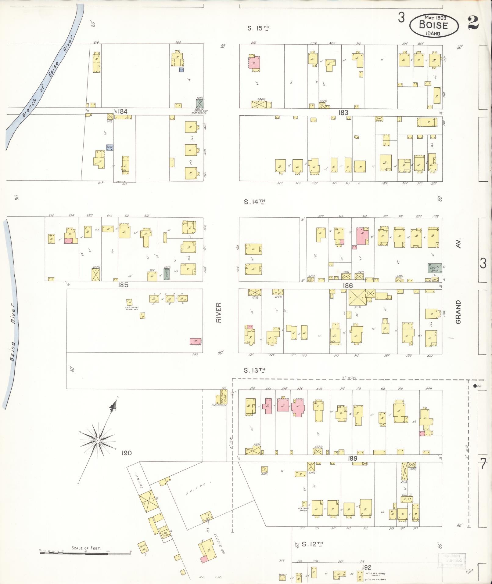 Sanborn Fire Insurance Map from Boise, Ada County, Idaho (1903), Sheet #0002 - Complete Map Set gallery image, historic Sanborn map, vintage wall art, Idaho Idaho