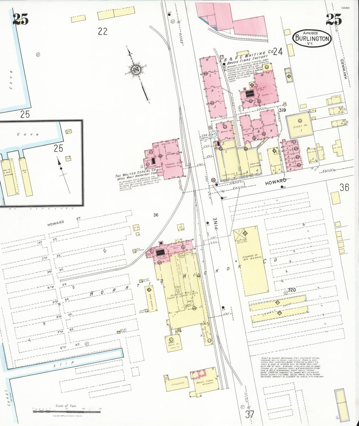 Sanborn Fire Insurance Map from Burlington, Chittenden County, Vermont (1926), Sheet #0025 - Complete Map Set gallery image, historic Sanborn map, vintage wall art, Vermont Vermont