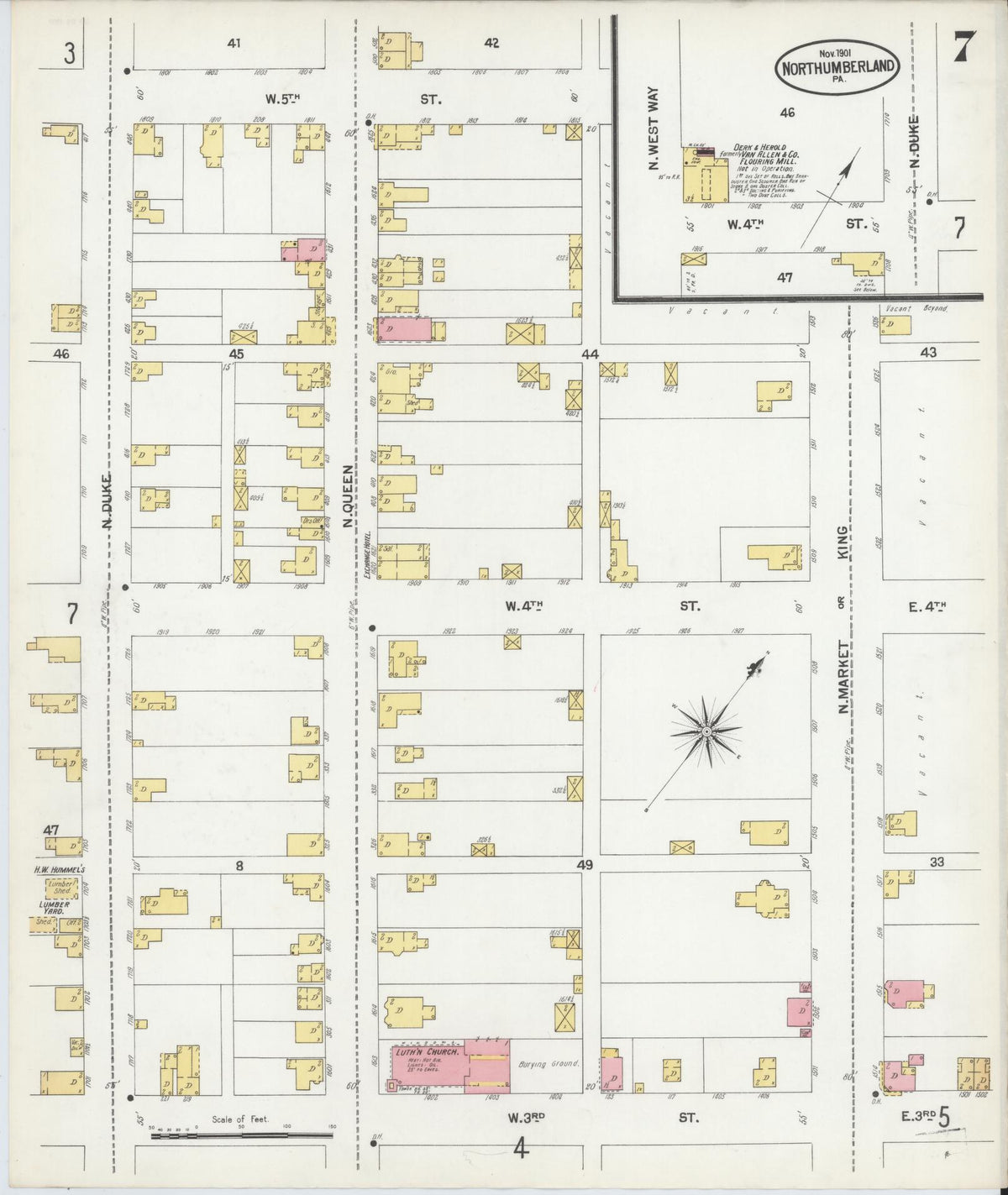 Sanborn Fire Insurance Map from Northumberland, Northumberland County, Pennsylvania (1901), Sheet #0007 - Historic Sanborn Fire Insurance Map Print, vintage old map wall art, antique decor, genealogy gift, Pennsylvania Pennsylvania map