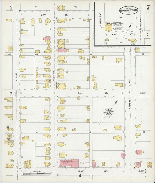 Sanborn Fire Insurance Map from Northumberland, Northumberland County, Pennsylvania (1901), Sheet #0007 - Historic Sanborn Fire Insurance Map Print, vintage old map wall art, antique decor, genealogy gift, Pennsylvania Pennsylvania map