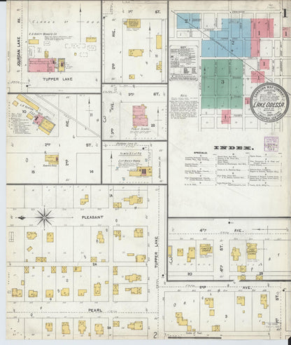 Sanborn Fire Insurance Map from Lake Odessa, Ionia County, Michigan (1904), Sheet #0001 - Historic Sanborn Fire Insurance Map Print, vintage old map wall art, antique decor, genealogy gift, Michigan Michigan map