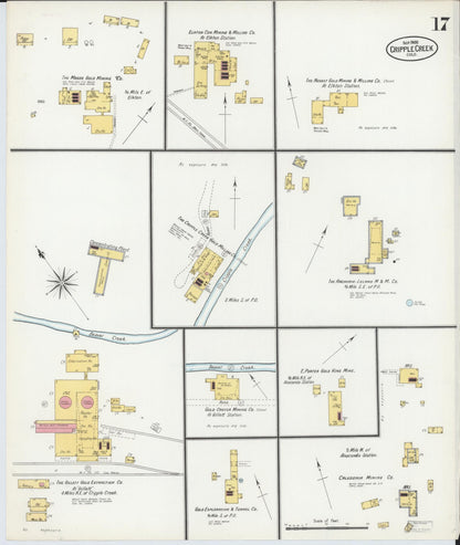 Sanborn Fire Insurance Map from Cripple Creek, Teller County, Colorado (1900), Sheet #0017 - Complete Map Set gallery image, historic Sanborn map, vintage wall art, Colorado Colorado