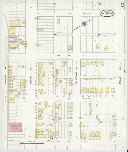 Sanborn Fire Insurance Map from Port Arthur, Jefferson County, Texas (1910), Sheet #0002 - Complete Map Set gallery image, historic Sanborn map, vintage wall art, Texas Texas