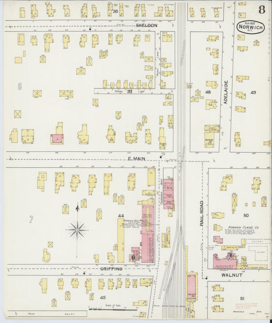 Sanborn Fire Insurance Map from Norwich, Chenango County, New York (1892), Sheet #0008 - Historic Sanborn Fire Insurance Map Print, vintage old map wall art, antique decor, genealogy gift, New York New York map