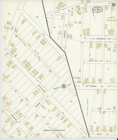 Sanborn Fire Insurance Map from Du Bois, Clearfield County, Pennsylvania (1913), Sheet #0009 - Historic Sanborn Fire Insurance Map Print, vintage old map wall art, antique decor, genealogy gift, Pennsylvania Pennsylvania map