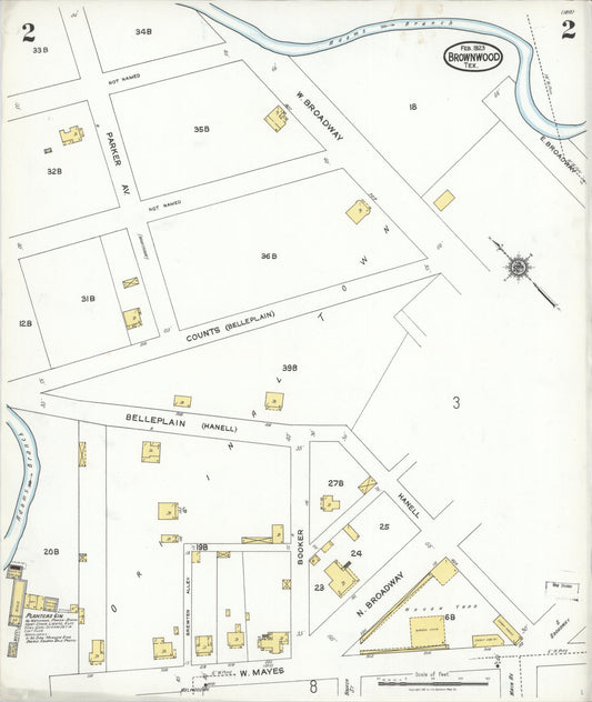Sanborn Fire Insurance Map from Brownwood, Brown County, Texas (1923), Sheet #0002 - Historic Sanborn Fire Insurance Map Print, vintage old map wall art, antique decor, genealogy gift, Texas Texas map