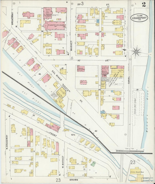 Sanborn Fire Insurance Map from Logansport, Cass County, Indiana (1898), Sheet #0002 - Historic Sanborn Fire Insurance Map Print, vintage old map wall art, antique decor, genealogy gift, Indiana Indiana map