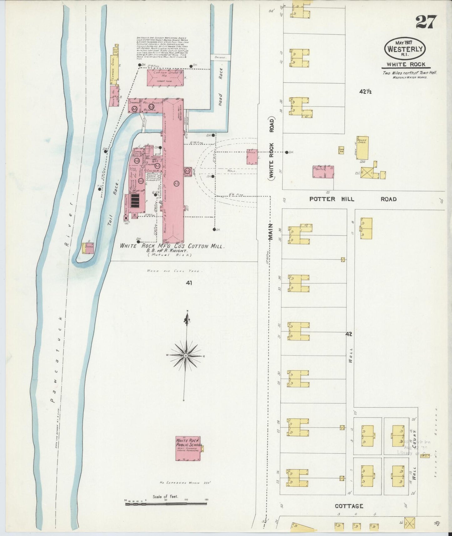 Sanborn Fire Insurance Map from Westerly, Washington County, Rhode Island (1907), Sheet #0027 - Complete Map Set gallery image, historic Sanborn map, vintage wall art, Rhode Island Rhode Island