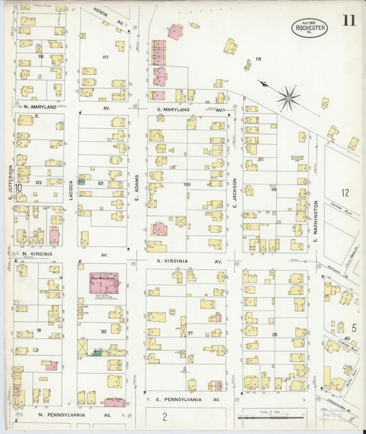 Sanborn Fire Insurance Map from Rochester, Beaver County, Pennsylvania (1908), Sheet #0011 - Historic Sanborn Fire Insurance Map Print, vintage old map wall art, antique decor, genealogy gift, Pennsylvania Pennsylvania map