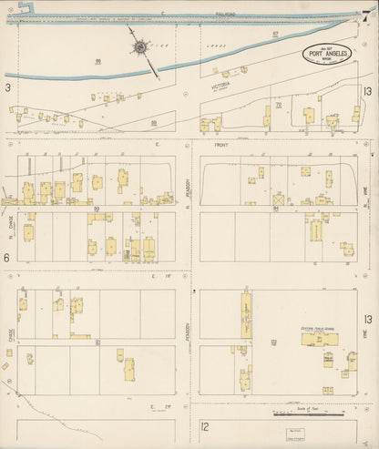 Sanborn Fire Insurance Map from Port Angeles, Clallam County, Washington (1917), Sheet #0007 - Complete Map Set gallery image, historic Sanborn map, vintage wall art, Washington Washington