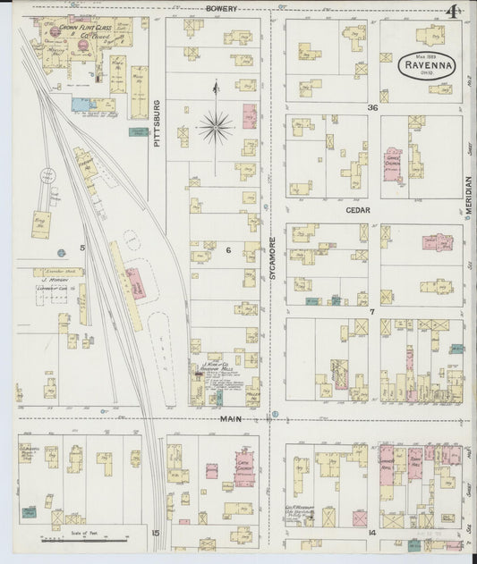Sanborn Fire Insurance Map from Ravenna, Portage County, Ohio (1889), Sheet #0004 - Historic Sanborn Fire Insurance Map Print, vintage old map wall art, antique decor, genealogy gift, Ohio Ohio map