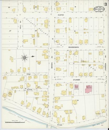 Sanborn Fire Insurance Map from Belington, Barbour County, West Virginia (1908), Sheet #0003 - Complete Map Set gallery image, historic Sanborn map, vintage wall art, West Virginia West Virginia