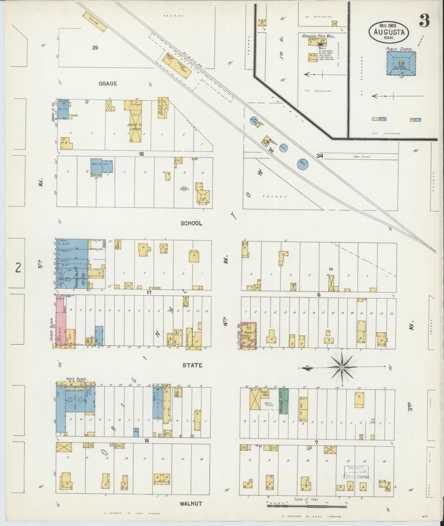 Sanborn Fire Insurance Map from Augusta, Butler County, Kansas (1902), Sheet #0003 - Historic Sanborn Fire Insurance Map Print, vintage old map wall art, antique decor, genealogy gift, Kansas Kansas map