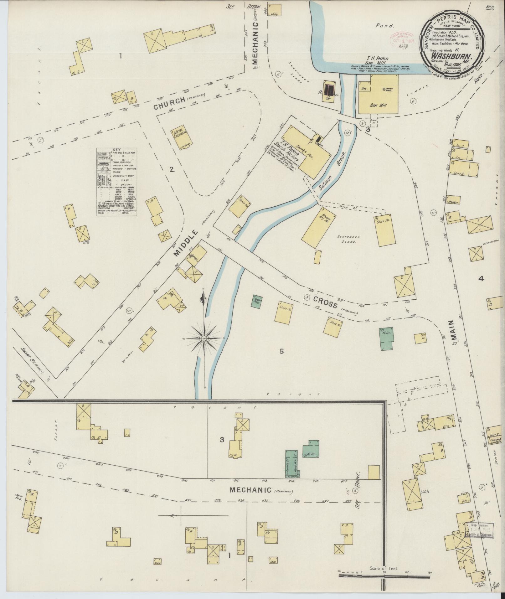 Sanborn Fire Insurance Map from Washburn, Aroostook County, Maine. (1895) – Historic Sanborn Fire Insurance Map Print