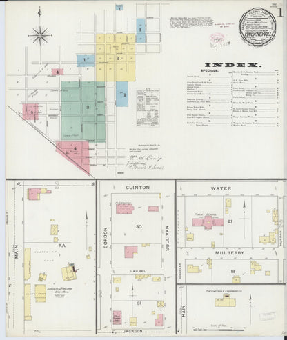 Sanborn Fire Insurance Map from Pinckneyville, Perry County, Illinois (1894), Sheet #0001 - Complete Map Set gallery image, historic Sanborn map, vintage wall art, Illinois Illinois