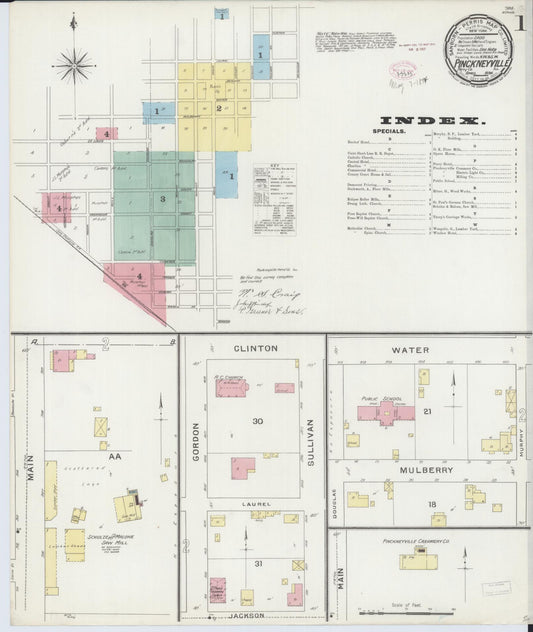 Sanborn Fire Insurance Map from Pinckneyville, Perry County, Illinois (1894), Sheet #0001 - Complete Map Set gallery image, historic Sanborn map, vintage wall art, Illinois Illinois