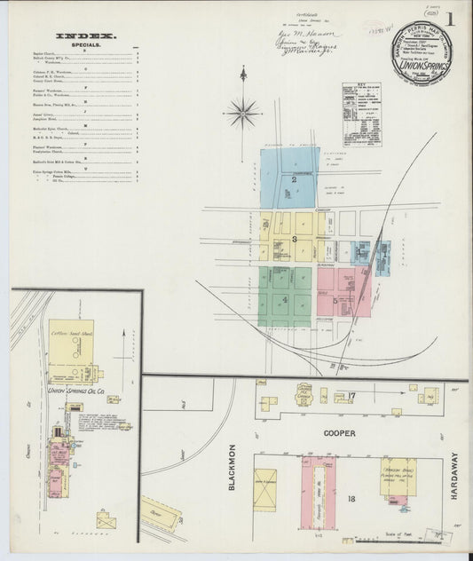 Sanborn Fire Insurance Map from Union Springs, Bullock County, Alabama. (1891) – Historic Sanborn Fire Insurance Map Print