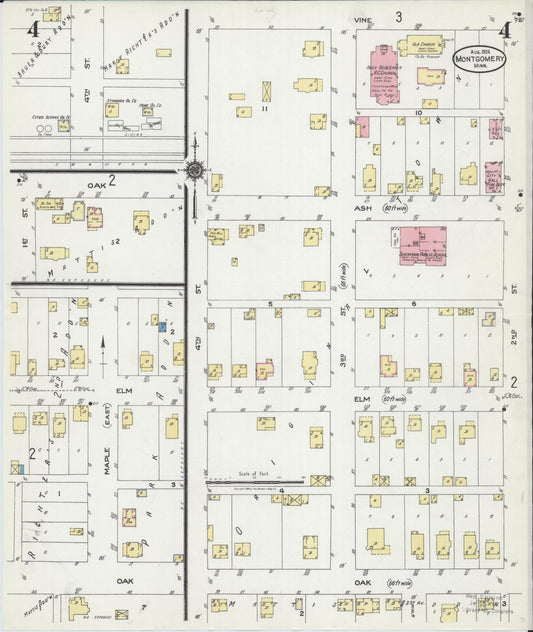 Sanborn Fire Insurance Map from Montgomery, Le Sueur County, Minnesota (1924), Sheet #0004 - Historic Sanborn Fire Insurance Map Print, vintage old map wall art, antique decor, genealogy gift, Minnesota Minnesota map