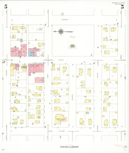 Sanborn Fire Insurance Map from Webster City, Hamilton County, Iowa (1938), Sheet #0005 - Historic Sanborn Fire Insurance Map Print, vintage old map wall art