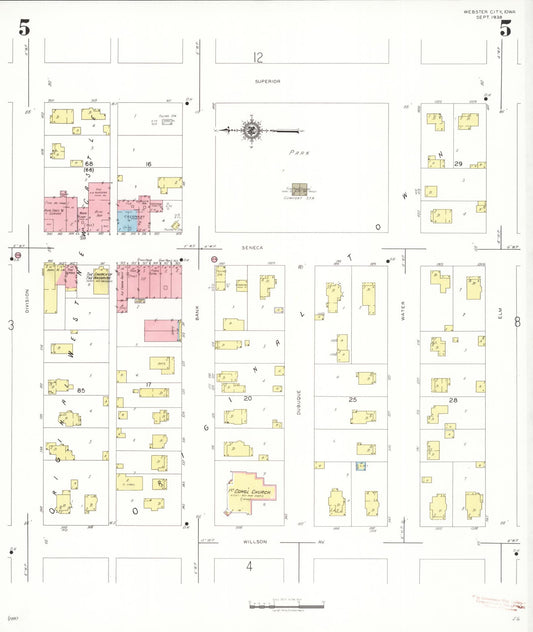 Sanborn Fire Insurance Map from Webster City, Hamilton County, Iowa (1938), Sheet #0005 - Historic Sanborn Fire Insurance Map Print, vintage old map wall art