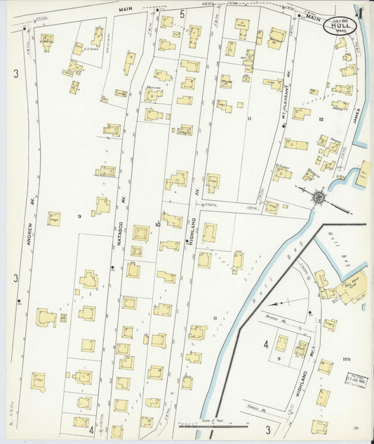 Sanborn Fire Insurance Map from Hull, Plymouth County, Massachusetts (1910), Sheet #0004 - Historic Sanborn Fire Insurance Map Print, vintage old map wall art, antique decor, genealogy gift, Massachusetts Massachusetts map