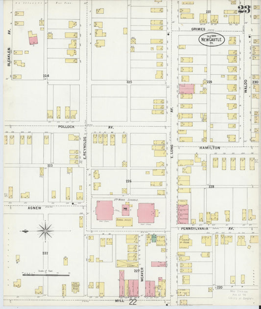 Sanborn Fire Insurance Map from New Castle, Lawrence County, Pennsylvania (1899), Sheet #0023 - Historic Sanborn Fire Insurance Map Print, vintage old map wall art, antique decor, genealogy gift, Pennsylvania Pennsylvania map