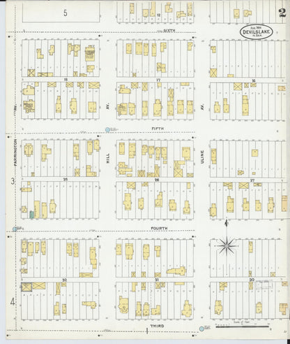 Sanborn Fire Insurance Map from Devils Lake, Ramsey County, North Dakota (1904), Sheet #0002 - Complete Map Set gallery image, historic Sanborn map, vintage wall art, North Dakota North Dakota