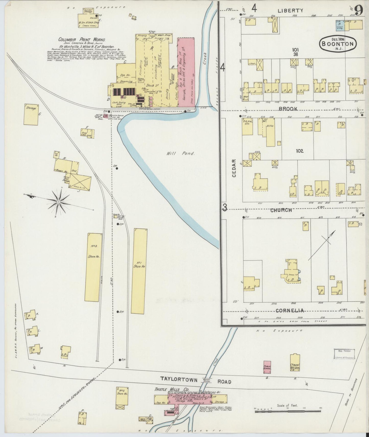 Sanborn Fire Insurance Map from Boonton, Morris County, New Jersey (1896), Sheet #0009 - Complete Map Set gallery image, historic Sanborn map, vintage wall art, New Jersey New Jersey