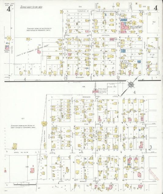 Sanborn Fire Insurance Map from Vevay, Switzerland County, Indiana (1938), Sheet #0004 - Historic Sanborn Fire Insurance Map Print, vintage old map wall art, antique decor, genealogy gift, Indiana Indiana map