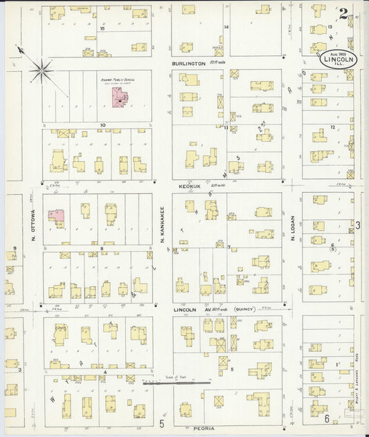 Sanborn Fire Insurance Map from Lincoln, Logan County, Illinois (1909), Sheet #0002 - Historic Sanborn Fire Insurance Map Print, vintage old map wall art, antique decor, genealogy gift, Illinois Illinois map