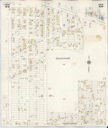 Sanborn Fire Insurance Map from Michigan City, La Porte County, Indiana (1948), Sheet #0022 - Complete Map Set gallery image, historic Sanborn map, vintage wall art, Indiana Indiana