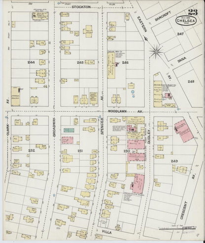 Sanborn Fire Insurance Map from Chelsea, Suffolk County, Massachusetts (1889), Sheet #0023 - Historic Sanborn Fire Insurance Map Print, vintage old map wall art, antique decor, genealogy gift, Massachusetts Massachusetts map