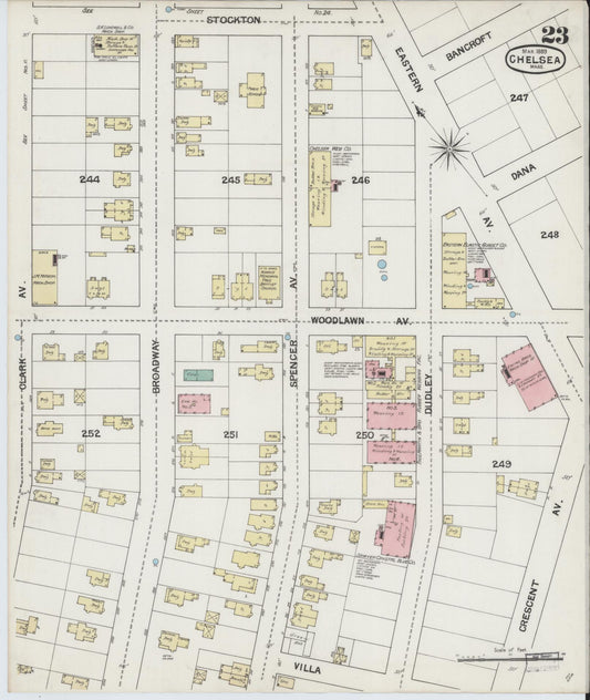 Sanborn Fire Insurance Map from Chelsea, Suffolk County, Massachusetts (1889), Sheet #0023 - Historic Sanborn Fire Insurance Map Print, vintage old map wall art, antique decor, genealogy gift, Massachusetts Massachusetts map