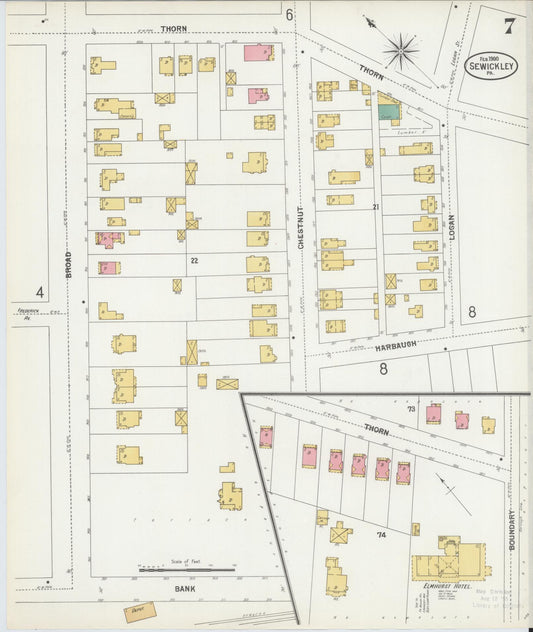 Sanborn Fire Insurance Map from Sewickley, Allegheny County, Pennsylvania (1900), Sheet #0007 - Historic Sanborn Fire Insurance Map Print, vintage old map wall art, antique decor, genealogy gift, Pennsylvania Pennsylvania map