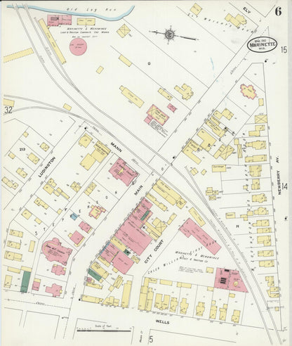 Sanborn Fire Insurance Map from Marinette, Marinette County, Wisconsin (1910), Sheet #0006 - Complete Map Set gallery image, historic Sanborn map, vintage wall art, Wisconsin Wisconsin